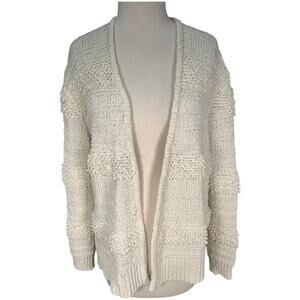 Madewell Cream Open Front Cardigan Womens Large Chunky Knit Textured Sweater